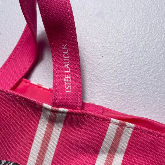 Linen Beach Bag | Peach / Pink and Floral Print | NWOT | Tote Bag - Picture 5 of 6